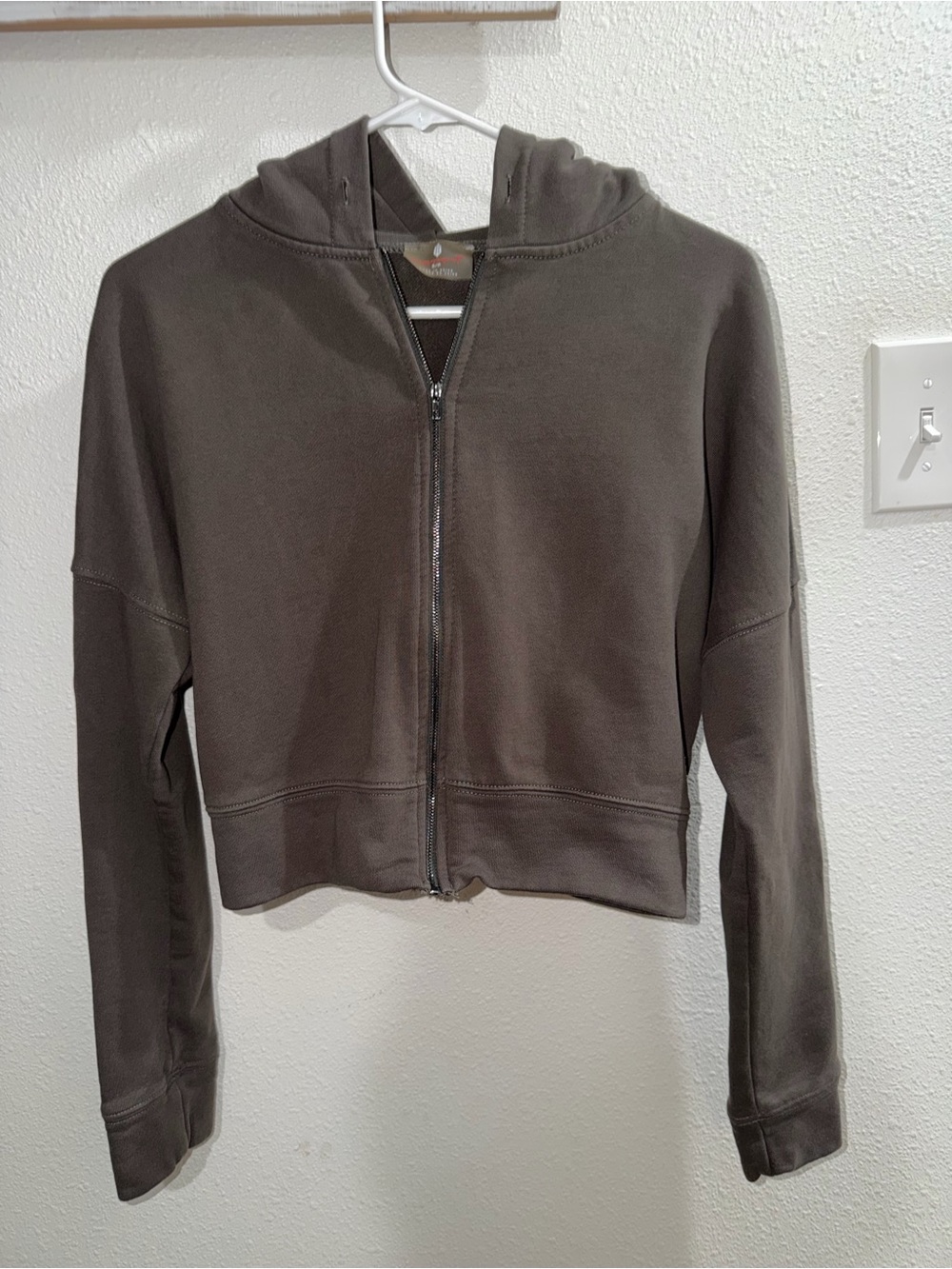 FP Movement by Free People Cropped Full Zip Hoodie in Dark Taupe - Picture 6 of 14